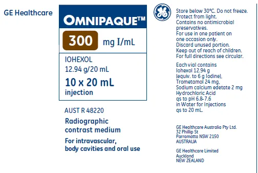 Picture of OMNIPAQUE 300 iohexol 20mL solution for injection (parametric release) (NZ)