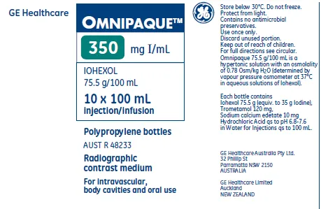 Picture of Omnipaque 350 mgI/mL iohexol 100mL solution for injection (parametric release) (NZ) - Carton