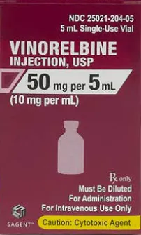 Picture of Vinorelbine Injection USP 50mg/5mL vial (Sagent) - carton