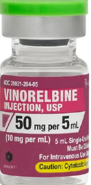 Picture of Vinorelbine Injection USP 50mg/5mL vial (Sagent) - vial label