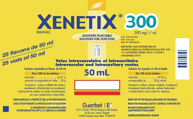 Picture of XENETIX 300 iobitridol 65.81g (658.1mg/mL) corresponding to iodine 300mg/mL solution for injection (Singapore) - 50 mL Carton