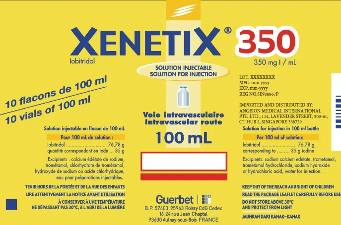 Picture of XENETIX 350 iobitridol 76.78g (767.8mg/mL) corresponding to iodine 350mg/mL solution for injection (Singapore) - 100mL Carton