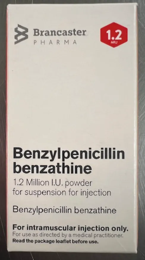 Picture of Benzylpenicillin benzathine 1.2 million I.U powder for suspension for injection - carton