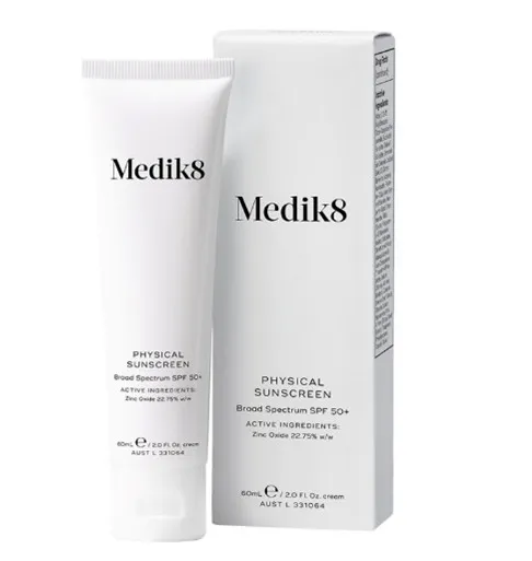 Medik8 Physical Sunscreen SPF50+ 60mL, 60mL Professional & 15mL