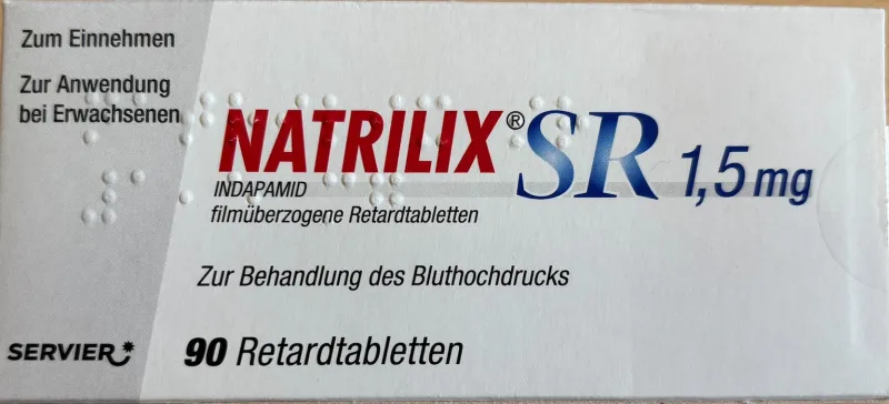 Picture of NATRILIX SR indapamide 1.5mg sustained release tablets carton front