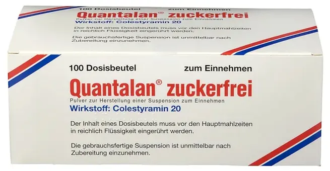 Picture of Quantalan zuckerfrei 4 g Colestyramine powder for oral suspension - carton