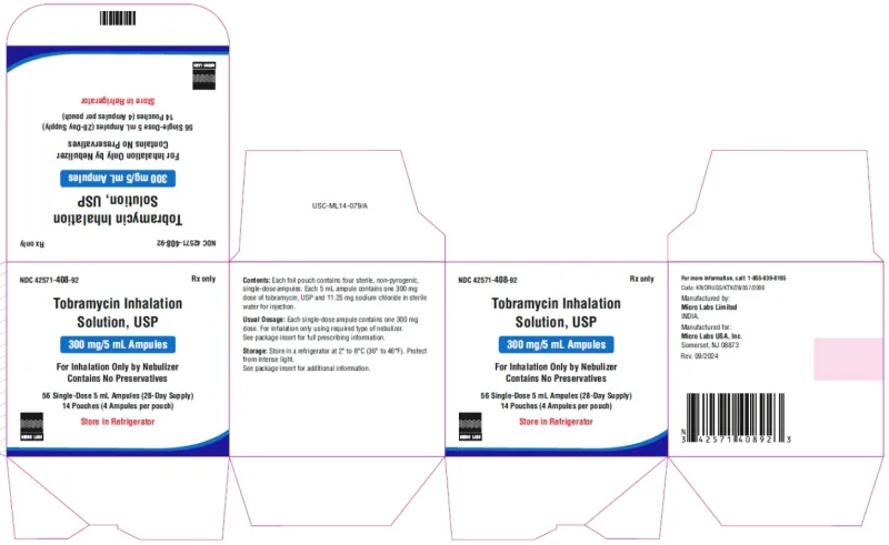 Picture of Tobramycin Inhalation Solution USP 300mg in 5mL Single-Dose Ampoules - carton