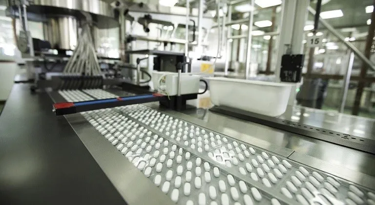 Manufacturing equipment in an industrial facility.