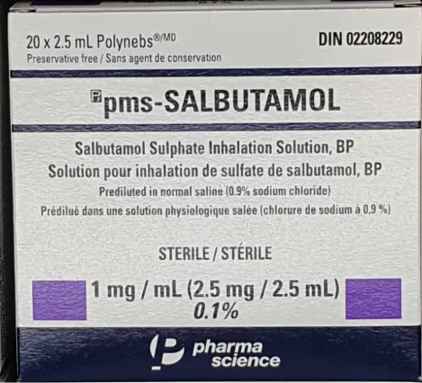 Picture of PMS Salbutamol inhalation solution 2.5mg/2.5mL - carton