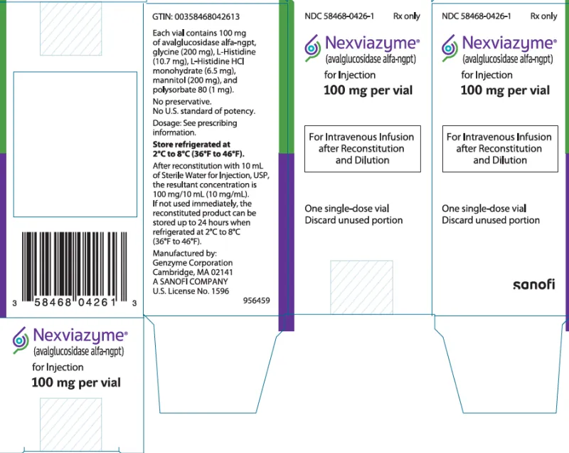 Picture of NEXVIAZYME avalglucosidase alfa-ngpt for injection 100mg vial - carton label