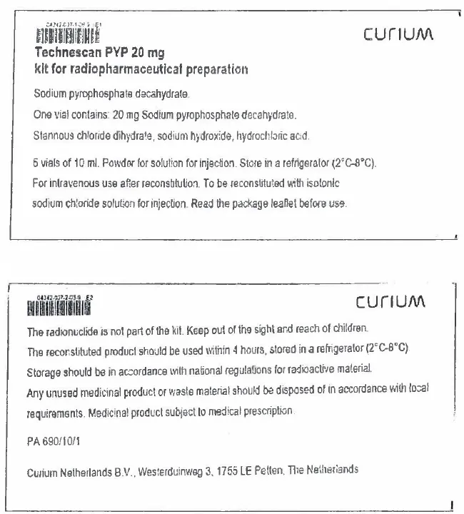 Picture of ​Technescan PYP 20mg sodium pyrophosphate decahydrate kit for radiopharmaceutical preparation - carton label