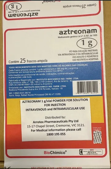 Picture of Aztreonam injection Brazil carton
