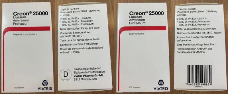 Picture of Creon 25000 unit pancreatic enzymes capsule 100 pack - carton
