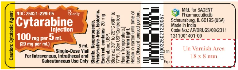Picture of Cytarabine Injection 100mg per 5mL Single Dose Vial - label