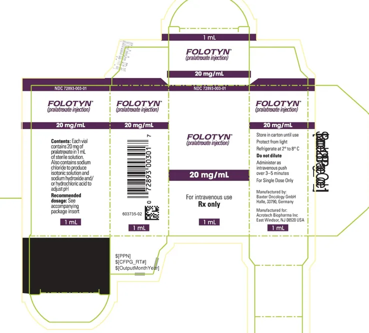 Picture of folotyn pralatrexate injection 20 mg - carton