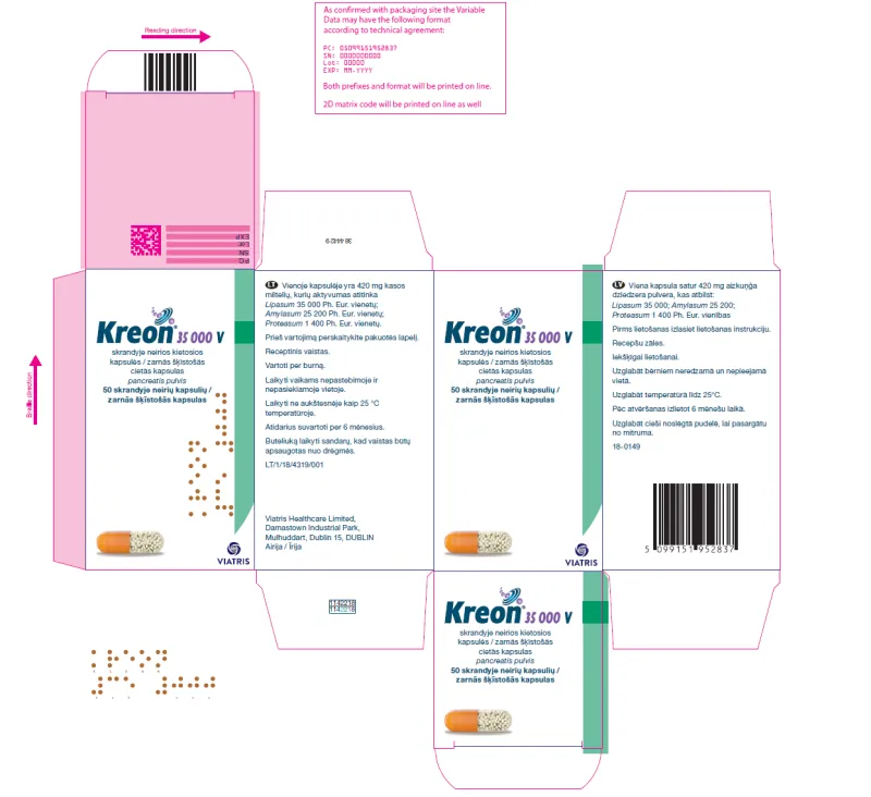Picture of Kreon 35000 V pancreatic enzymes gastro-resistant hard capsules - carton