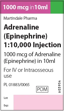 (Approval lapsed) Dilute Adrenaline (Epinephrine) 1:10,000 Injection ...