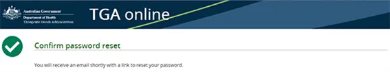 Screenshot of the 'Confirm password reset' page"