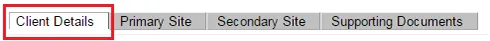Screenshot: Client details tab highlighted