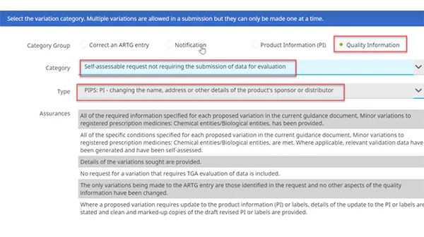 Screenshot highlighting Quality Information information