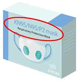example of a box labelled as 'KN95/N95/P2 mask'