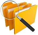 Image showing magnifying glass over three files