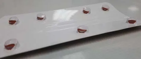 An affected blister pack with damaged tablets