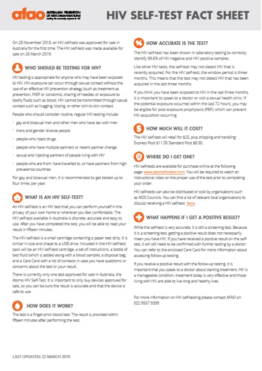 HIV Self-Test fact sheet