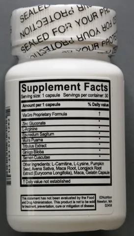 ViaGro 500mg Male Enhancement Supplement Facts
