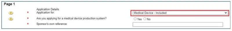 Screenshot of selecting “Medical Device – Included” from the first drop-down list