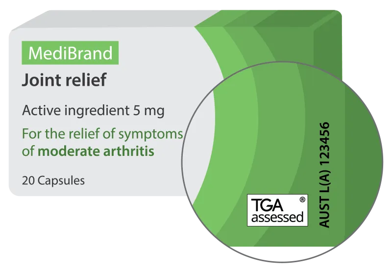 Example of a TGA assessed claim (symbol and statement) on label