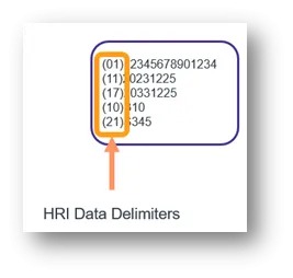 Example of HRI data delimiters