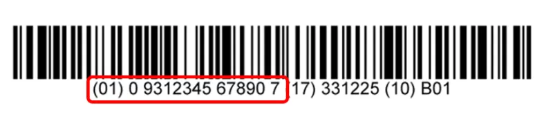 Example of UDI-DI in a UDI Carrier