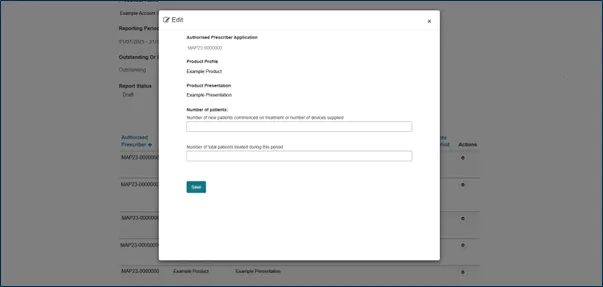 Screenshot of popup box requesting patient data from SAS and AP system
