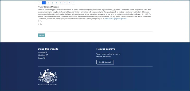 screenshot of privacy statement acceptance from SAS and AP guidance