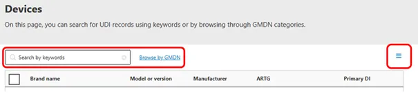 Screenshot of AusUDID search bar on downloading search results
