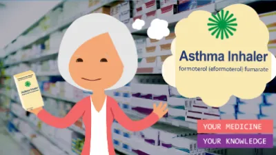 person holds asthma inhaler - decorative image
