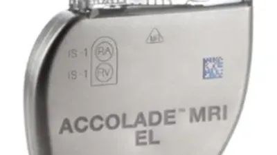 Image of ACCOLADE single chamber (SR), dual chamber (DR) standard life (SL) and DR extended life (EL) pacemakers; and VISIONIST cardiac resynchronization therapy pacemakers (CRT-Ps)